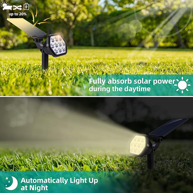 Nekteck Solar Lights Outdoor,10 LED Landscape Spotlights Powered Wall Lights 2-in-1 Wireless Adjustable Security Decoration Lighting for Yard Garden Walkway Porch Pool Driveway (10 Pack, Warm White)