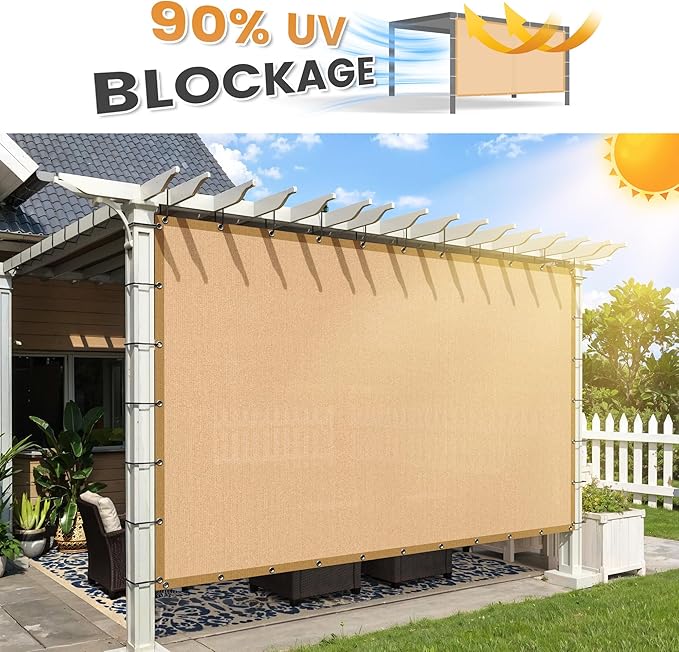 VICLLAX Shade Fabric Sun Shade Cloth with Every 2 FT Grommets for Patio Garden Pergola Cover Canopy 4x6 FT, Wheat
