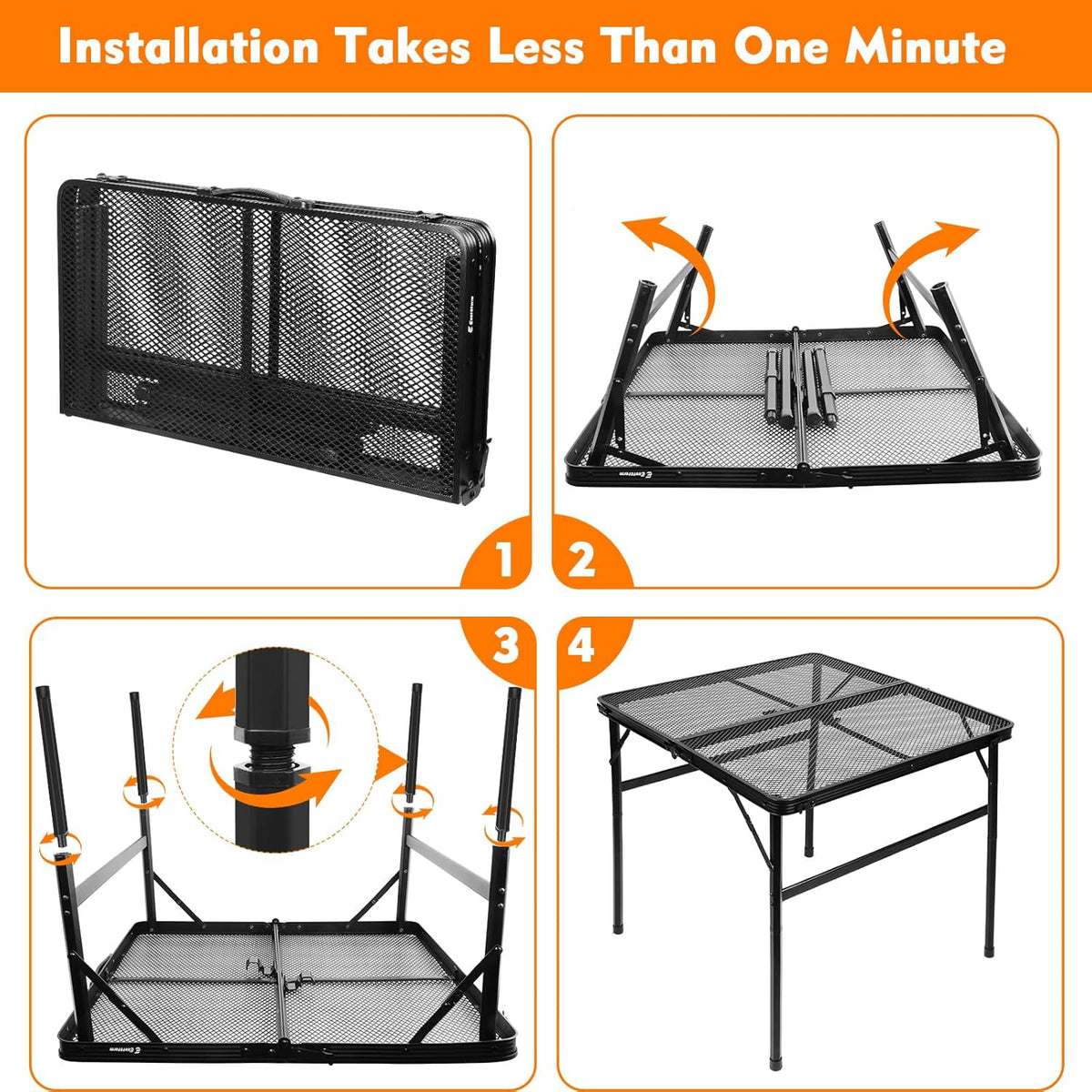 Square Folding Table, Easy for Storage, Compact and Portable Picnic Table for Grill, Outdoor Camping, Garden, Patio, Dining, BBQ, Party, Market and Card Table, 27.2 L×27.2W inches