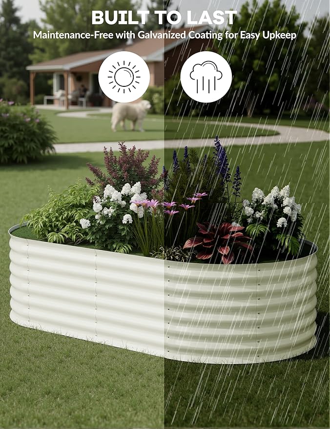 6x3x2 ft Raised Garden Bed,Galvanized Raised Planter Boxes Outdoor with Easy Assembly, Large Garden Bed for Vegetables, Fruits, Flower,Raised Garden Bed,Beige