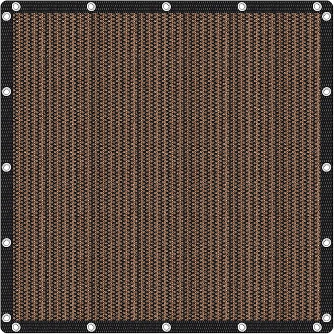 VICLLAX Shade Fabric Sun Shade Cloth with Every 2 FT Grommets for Patio Garden Pergola Cover Canopy 12x17 FT, Mocha