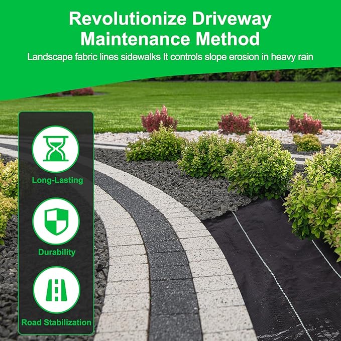 Weed Barrier Fabric for Weed Control – 13FT x 115FT with Staples, Heavy-Duty Landscape Fabric, Driveway Fabric 3.5OZ for Garden, Gravel, Pathways, Erosion Control, Construction, and Outdoor Projects