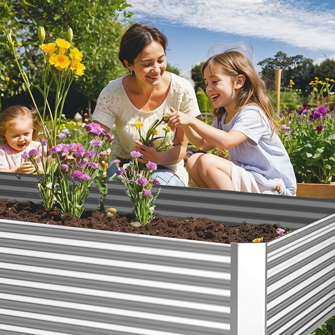3 Pack 6x3FT Galvanized Raised Garden Bed Outdoor,Metal Garden Bed for Vegetables,Steel Raised Beds for Gardening,Above Ground Garden Box for Flower