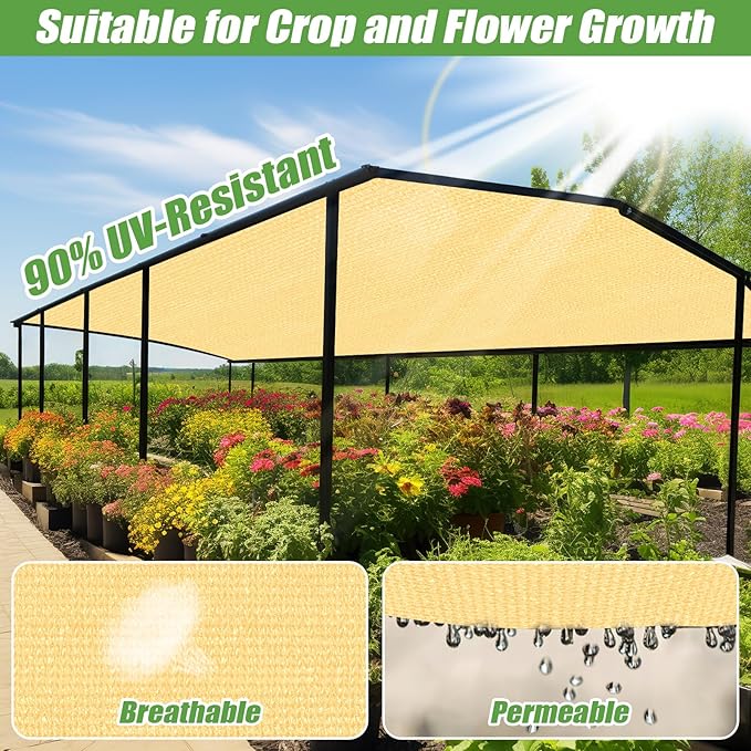 Outdoor 90% Sun Shade Cloth with Grommets, 5 X 17 FT Pergola Shade Cover for Garden Patio Carport Kennel Swimming Pool, Sand (We Make Custom Size)