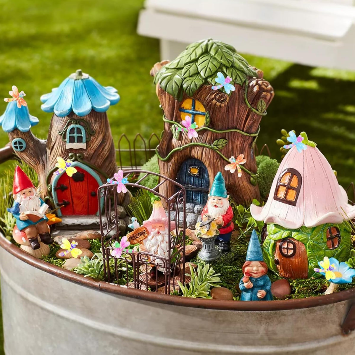 90Pcs Mini Resin Dragonflies Figurine, Tiny Dragonfly Garden Decor for DIY Crafft Fairy Garden Dollhouse Micro Landscaping Decoration