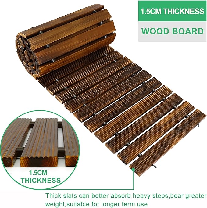 RELIANCER 12' Wooden Garden Pathway,Outdoor Roll Out Cedar Straight Walkway,Patio Path Decorative Garden Boardwalk Walkways,Weather-Resistant Roll Up Beach Wood Road Floor,Wedding Party Pathwaysc