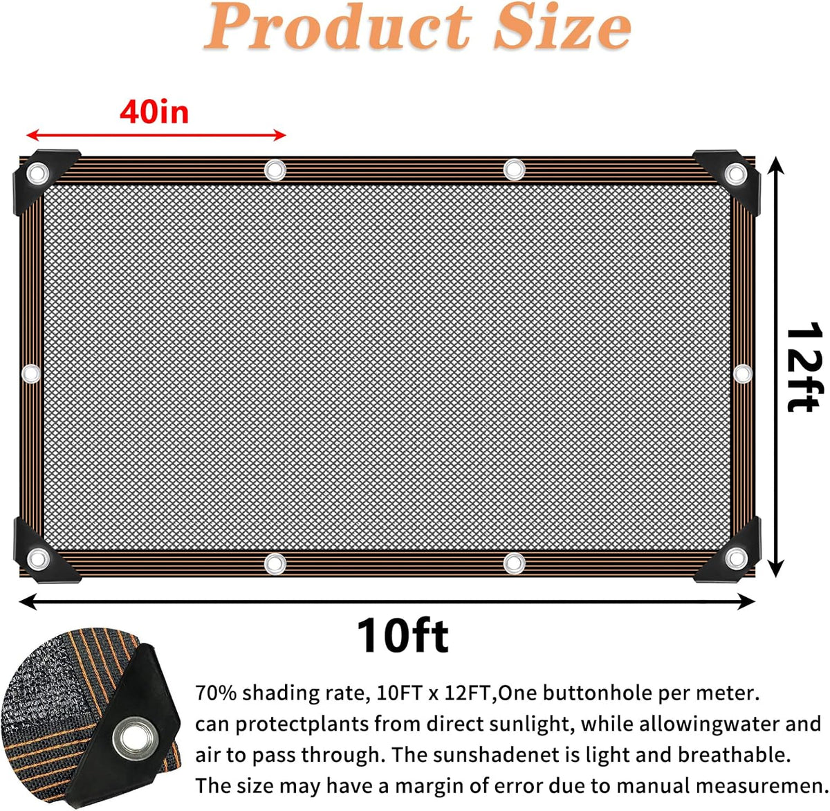 Shade Cloth - for Plants Greenhouse, 70% Sunblock Shade Sails -for Outdoor Garden Pergola Patio Lawn Sun Shade Cloths for Kennel Chicken Coop Easier to Hang Plant Shade Net Cover