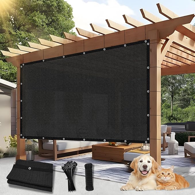 Outdoor 90% Sun Shade Cloth with Grommets, 16 X 21 FT Pergola Shade Cover for Garden Patio Carport Kennel Swimming Pool, Black (We Make Custom Size)