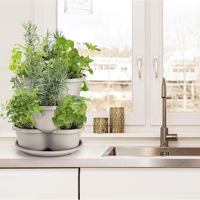 Amazing Creation Stackable Planter, Vertical Oasis Tiered Garden Planter, Grow Vegetables, Herbs, and Succulents with Ease