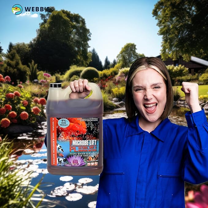 Webb's Water Gardens Microbe-Lift PL Beneficial Bacteria for Ponds and Water Features - Ideal for Wildlife and Aquatic Pets, 1.05 gallons