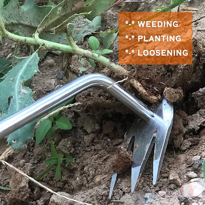 SHANFEEK Weed Puller with M-Shape Claw Weeding Artifact Uprooting Weeding Tool Dandelion Puller Tool Gardening Hand Tools Weed Remover Tool for Yard with Hard Solid Wood Handle(M-Type)
