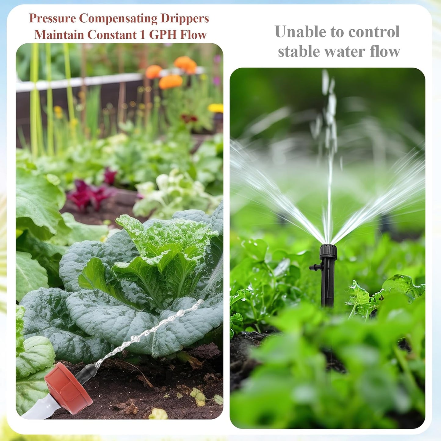 200Pcs 1 GPH Pressure Compensating Irrigation Spot Drippers,Constant Flow Barb Outlet Watering Dripper Emitters Heads Parts for 1/4 Inch Watering Tubing Line for Garden Pots Plant Irrigation Systems