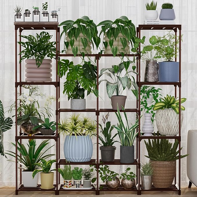 Metal Plant Stand Indoor Outdoor Plant Shelf Stand, 4 Tiers 16 Pots Potted Flower Plant Stands for Indoor Plants Multiple, Plant Shelves Stands Rack for Patio, Balcony, Living Room