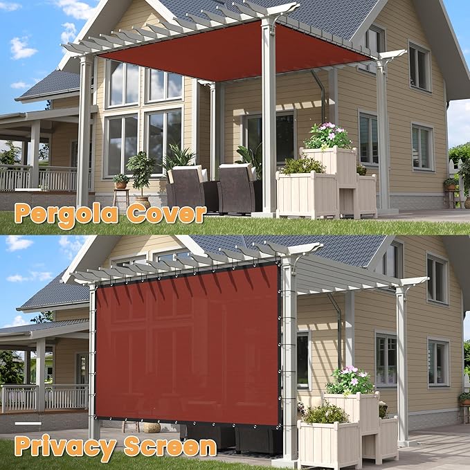 VICLLAX Shade Fabric Sun Shade Cloth with Every 2 FT Grommets for Patio Garden Pergola Cover Canopy 21x24 FT, Rust Red