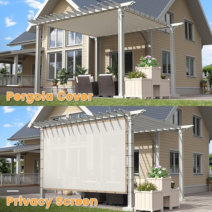 VICLLAX Shade Fabric Sun Shade Cloth with Every 2 FT Grommets for Patio Garden Pergola Cover Canopy 4x10 FT, Cream