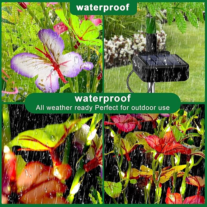 Solar Garden Lights Outdoor Waterproof Butterfly Decor,Solar Swaying Butterfly Lights,Solar Decorative Flowers Stakes for Garden Yard Pathway Fairy Outdoor Decor