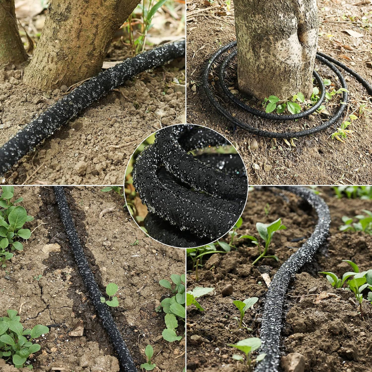 Soaker Hose 50 FT for Garden 1/2" Diameter Irrigation Hose Save 70% of Water Solid Brass Interface Eminently Suitable for Lawn and Garden Beds Cover