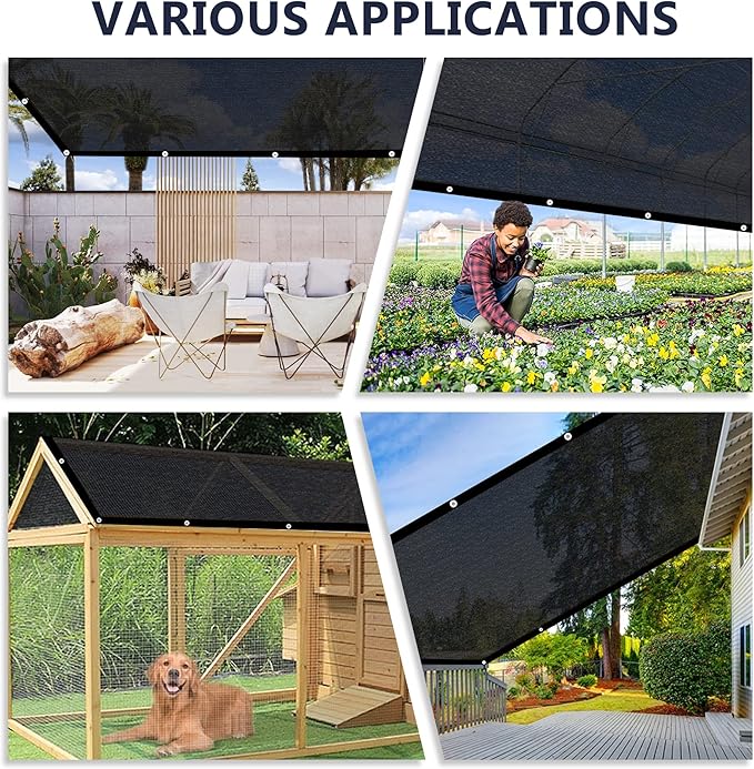 VICLLAX 30% Shade Cloth, 14x22FT Durable Black Mesh Trap with Every 3 FT Grommet, Sun Shade Fabric Netting for for Plants Cover, Greenhouse, Chicken Coop, Barn Kennel, Garden Patio