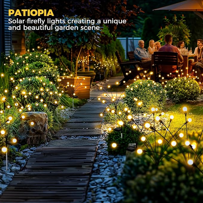 Solar Garden Lights - 80 LED Firefly Lights, Wind Sway, Waterproof for Christmas Yard, Patio, Pathway Decoration (8 Pack)