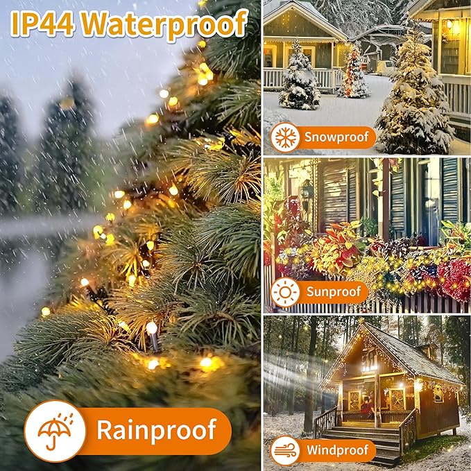 Christmas Tree Light 500 LEDs 172ft Green Cable Wire Low Voltage Fairy String Twinkle Lights Waterproof 12 Modes for Party, Halloween, Outdoor, Garden, Wedding, Home Decoration (Purple)