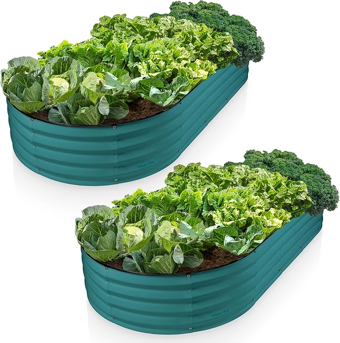 Galvanized Raised Garden Beds Outdoor // 6×3×1 ft (2-Pack) Planter Raised Beds for Gardening, Vegetables, Flowers // Large Metal Garden Box // Patented Tool-Free Design (Turquoise)