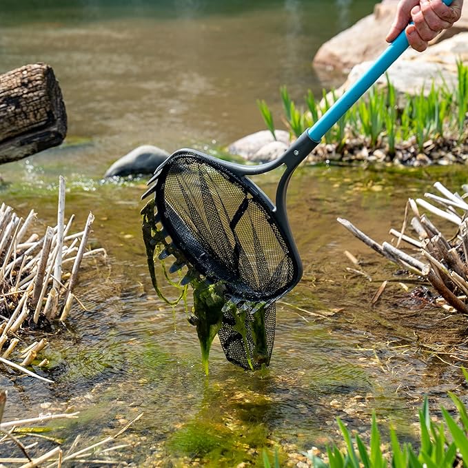 Aquascape 74004 Pond Shark Net Skimming, Maintenance and Water Garden Tool, Blue 60-inch