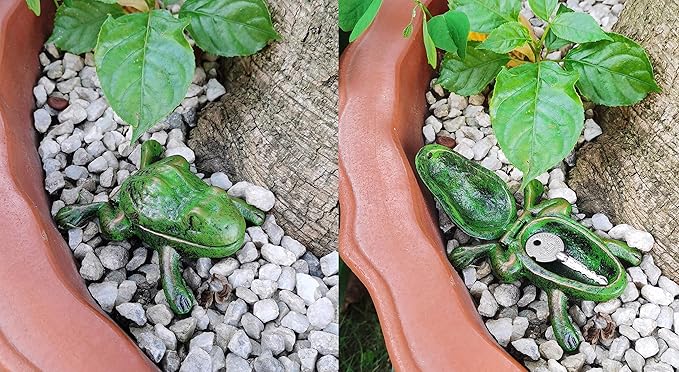 Iron Frog Key Hider - Hide a Key Outdoor - Outside Key Hider - Spare Key Holder, Garden Decoration Frog Statues…