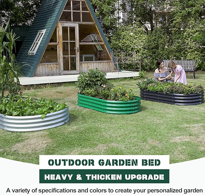 Land Guard 8×4×1 ft Green Raised Garden Bed, Vego Garden Raised Bed, Above Ground Flower Bed for Vegetables, Flowers, Herbs（Green）…