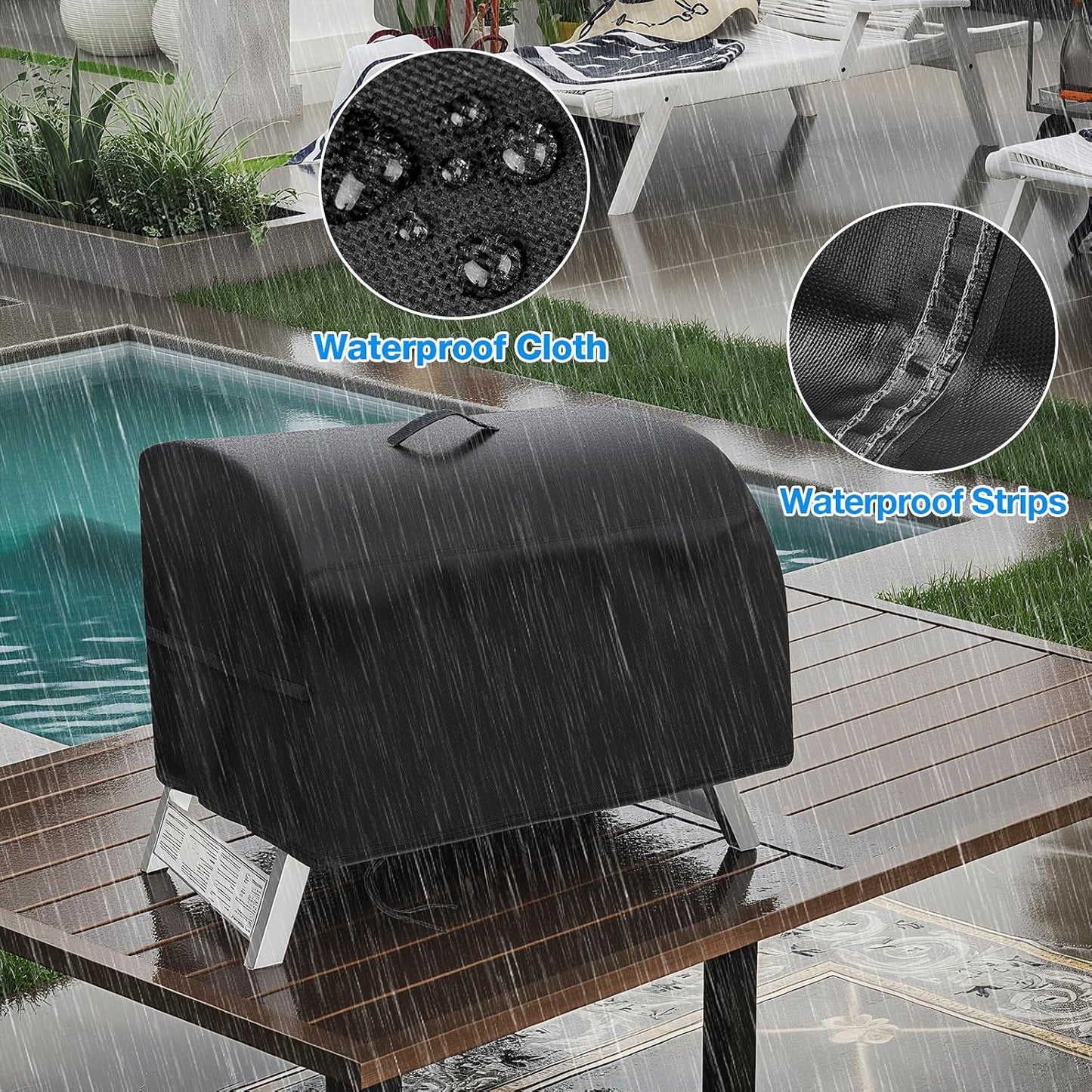 Portable Grill Cover for Megamaster 2-Burner Propane Outdoor Tabletop Grill,Waterproof Small Table Top BBQ Grill Cover,Heavy Duty 600D Outdoor Tabletop Grill Cover