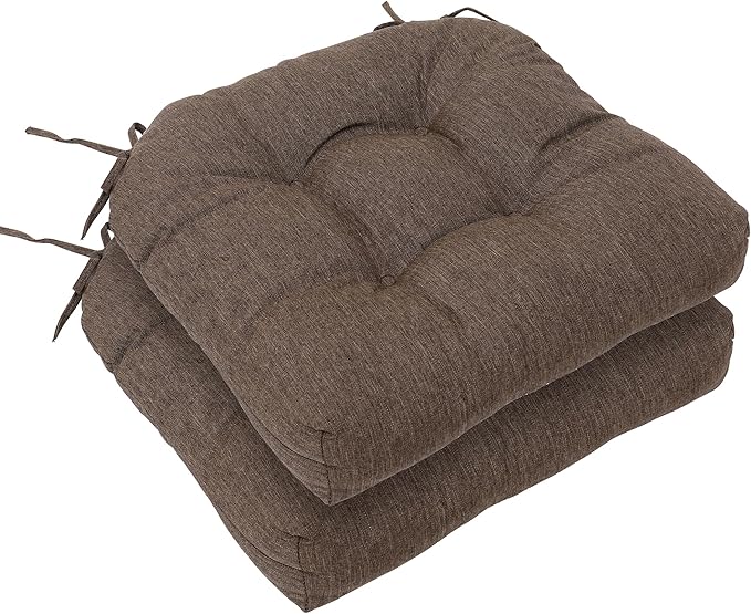 RACE LEAF 17" x 17" Patio Chair Seat Pads Brown - Outdoor/Indoor Patio Cushions Set of 2 - Replacement Cushions for Chairs and Seating - Olefin Seat Pads for Porch, Deck, and Garden Seats