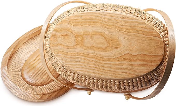 Nantucket style basket Picnic Basket rattan Handmade Products woven Sewing storage basket Two swing handles Tote Bag For Women
