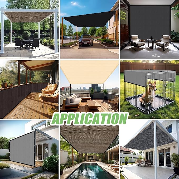 Outdoor 90% Sun Shade Cloth with Grommets, 11 X 15 FT Pergola Shade Cover for Garden Patio Carport Kennel Swimming Pool, Sand (We Make Custom Size)
