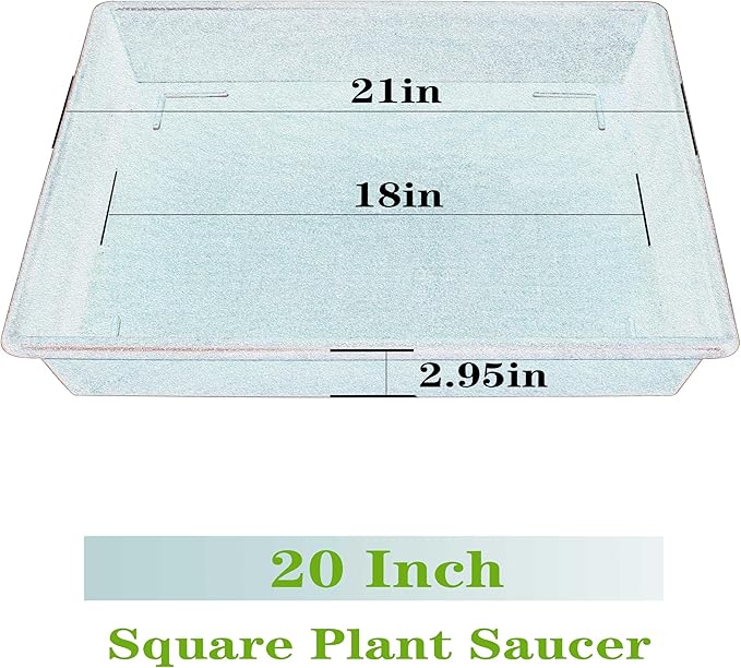 Square Plant Saucer 20 Inch 2 Pack, Large Plant Trays for Pots Heavy Duty Gray Plastic Plant Saucers for Indoors Outdoors, Flower Pot No Holes Plant Lover Gardening Gifts
