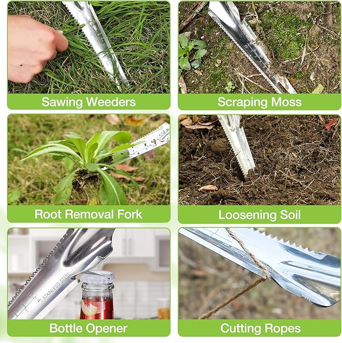 WORKPRO Hand Weeder Puller, 5-in-1 Stainless Steel Garden Trowel with Soft Handle, Gardening Weeding Tool for Easy Weeder Removal, Planting, Weeding, Flower & Vegetable Care in Garden Lawn Yard