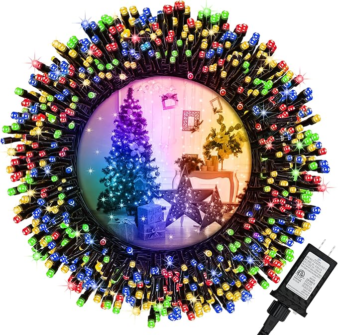 Christmas Lights,100 LED 39FT Outdoor/Indoor Christmas Lights Plug in with 8 Modes & Timer & Memory Function, Waterproof Christmas Lights Outdoor for Holiday Party Christmas Tree Decor