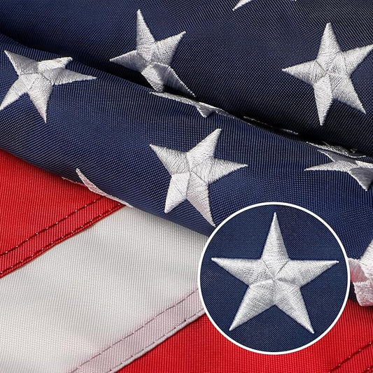 American Flag 5x8 Outdoor, 5x8 Flags Outside, All Weather US Flags with Embroidered Stars Sewn Stripes Brass Grommets, Vivid Color, Polyester USA Flag for Outdoor Indoor (5 by 8 Foot)…