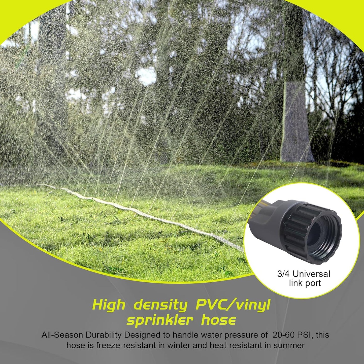 Hopegiver Sprinkler Soaker Hose 50ft 3-Pack Yard Sprinkler Hose 150 ft for Lawn Water Saving with Stakes, Drip Irrigation Hoses Garden Watering System(Grey,50ft 3-Pack)