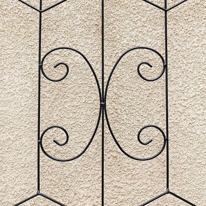 Metal Garden Trellis Rustproof Trellis for Climbing Plants Outdoor Flower Support (Black-2 Pack, 71"x19.7")