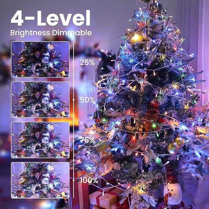 Color Changing Christmas Lights, 75ft 200 LED Warm White & Multicolor Christmas String Lights with Remote, 11 Modes Christmas Twinkle Lights for Christmas Party, Garden, Holiday, Xmas Tree Decorations