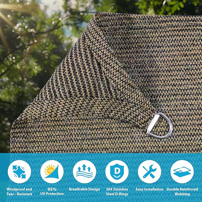 Amagenix Sun Shade Sail 6X14 Curved Edge Outdoor Shade Canopy Mocha Breathable 95% UV Block Shade Cloth for Patio Garden Backyard (We Make Custom Size)