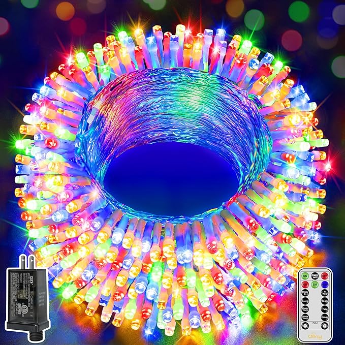 Ollny Christmas Lights Outdoor 800LED 262FT, Multicolor Plug in Fairy Lights with Remote, 8 Modes Waterproof Timers Dimmable LED String Lights for Indoor House Outside Bedroom Patio Balcony