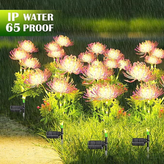 SunKite Solar Garden Lights, Solar Flowers Lights with Glowing Flowers & Stems, Upgraded Solar Panel, Solar Lights Outdoor for Garden,Yard Patio Pathway Decor, Gift for Mother （2 Pack）