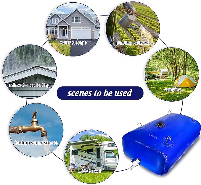500Gal Portable Water Storage Bladder, Foldable Large Capacity Container Water Tank, Agricultural Irrigation, Camping, Firefighting, Outdoor Household Water