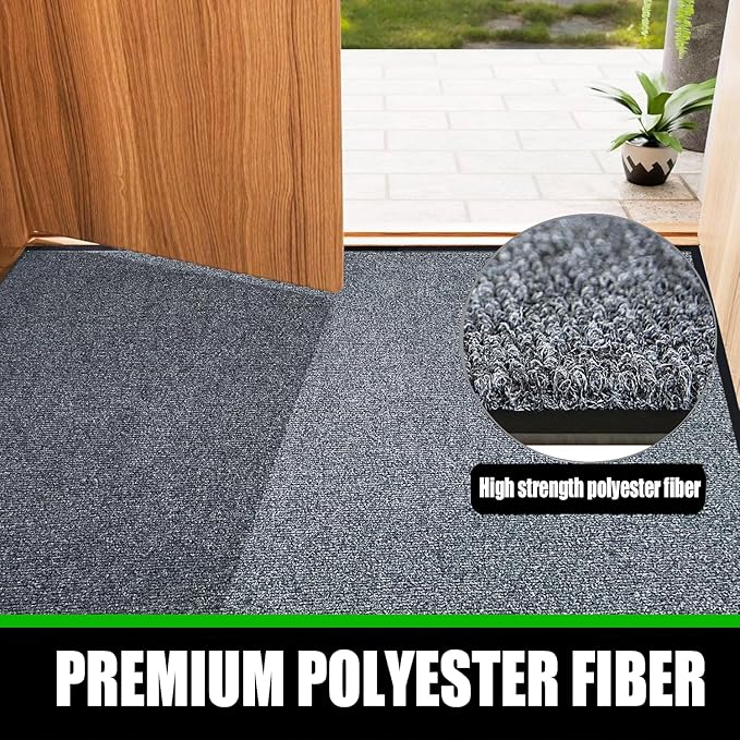 Commercial Grade Entrance Mat 3x4Ft Brush Step Entrance Rug with Striped Pattern&Rubber Border Indoor Outdoor Low Profile Rubber Entry Carpet Mat for Hallway,Home,High Traffic Area