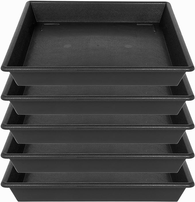 Square Plant Saucer 12 Inch 5 Pack 8 10 12 14 16 18 20 Inch, Plant Trays for Pots Heavy Duty Plastic Plant Saucers for Indoors Outdoors, Flower Pot No Holes Plant Drip Trays