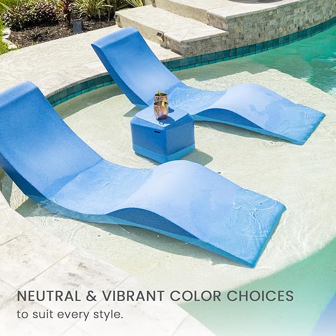 Aqua Outdoors - in-Pool Chaise Lounger - Inside Pool & Sun Shelf Lounge Chair - Designed for Water Depths Up to 9” - Compatible with All Types - Poolside & Sun Deck Tanning - Coral Reef