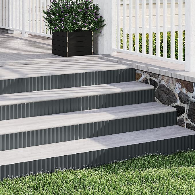 Metal Garden Edging Border, Corrugated Steel Landscaping, DIY for Lawn (Black, 10 Inch x 10FT)