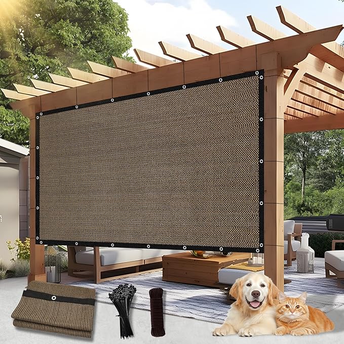 Outdoor 90% Sun Shade Cloth with Grommets, 5 X 22 FT Pergola Shade Cover for Garden Patio Carport Kennel Swimming Pool, Mocha (We Make Custom Size)
