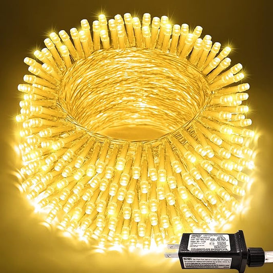 JMEXSUSS 200 LED String Lights Indoor Outdoor Clear Wire, Connectable Warm White Christmas String Lights for Bedroom, 66 Ft Twinkle Fairy String Lights Plug in for Home Wedding Tree Yard Patio Spring