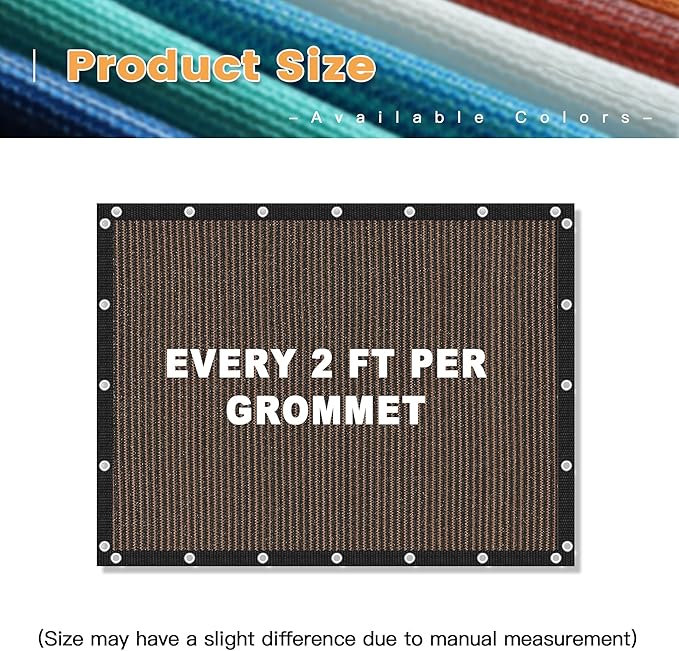 VICLLAX Shade Fabric Sun Shade Cloth with Every 2 FT Grommets for Patio Garden Pergola Cover Canopy 10x15 FT, Mocha